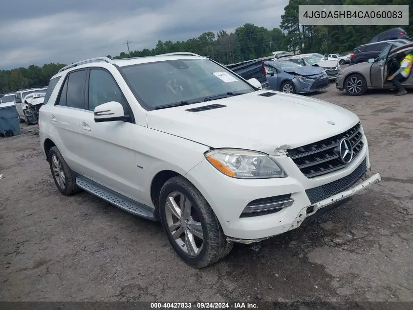 2012 Mercedes-Benz Ml 350 4Matic VIN: 4JGDA5HB4CA060083 Lot: 40427833