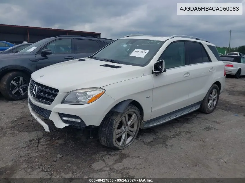 2012 Mercedes-Benz Ml 350 4Matic VIN: 4JGDA5HB4CA060083 Lot: 40427833