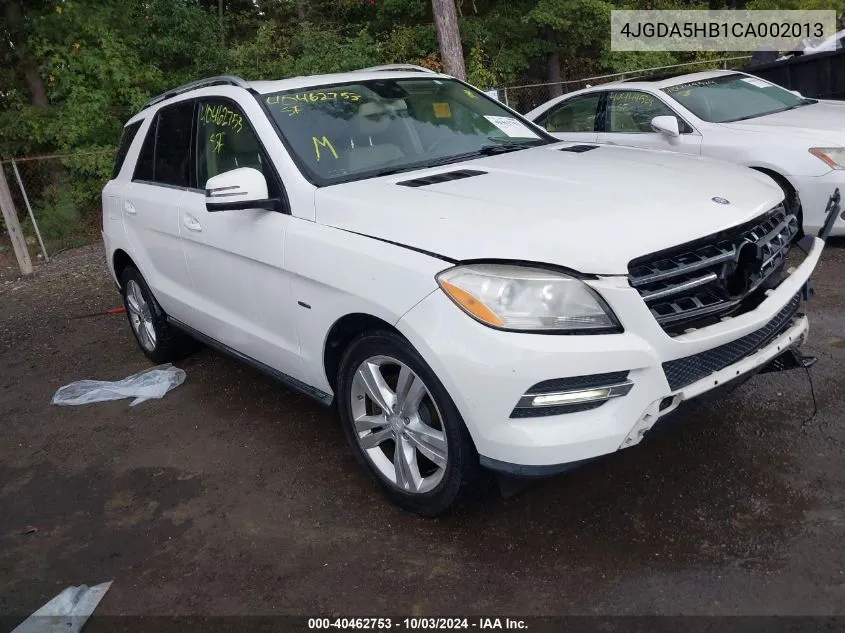 2012 Mercedes-Benz Ml 350 4Matic VIN: 4JGDA5HB1CA002013 Lot: 40462753