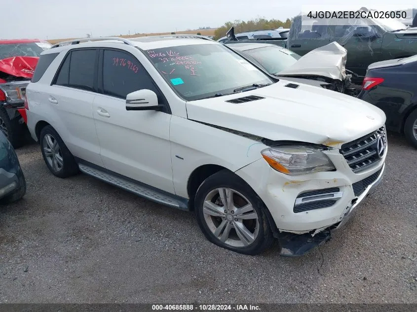 2012 Mercedes-Benz Ml 350 Bluetec 4Matic VIN: 4JGDA2EB2CA026050 Lot: 40685888