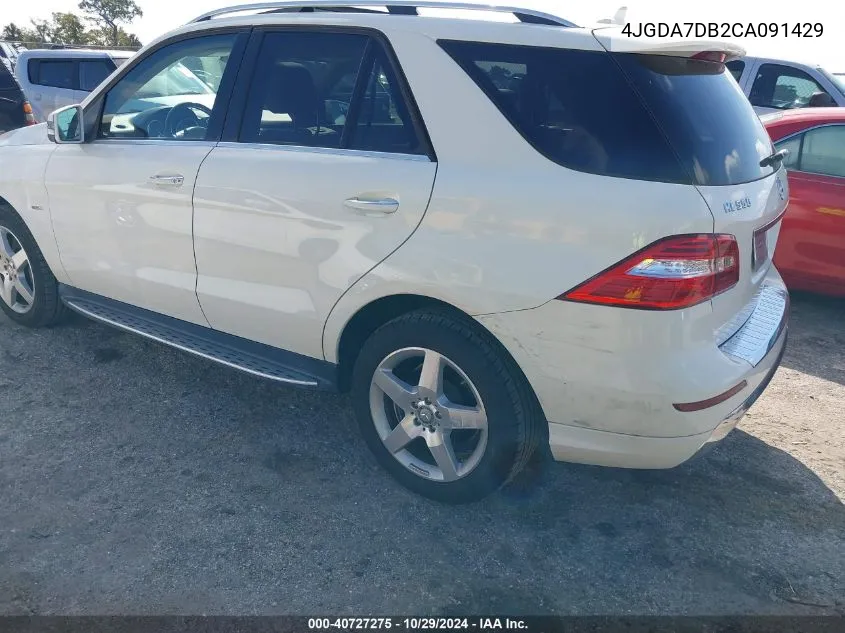 2012 Mercedes-Benz Ml 550 4Matic VIN: 4JGDA7DB2CA091429 Lot: 40727275