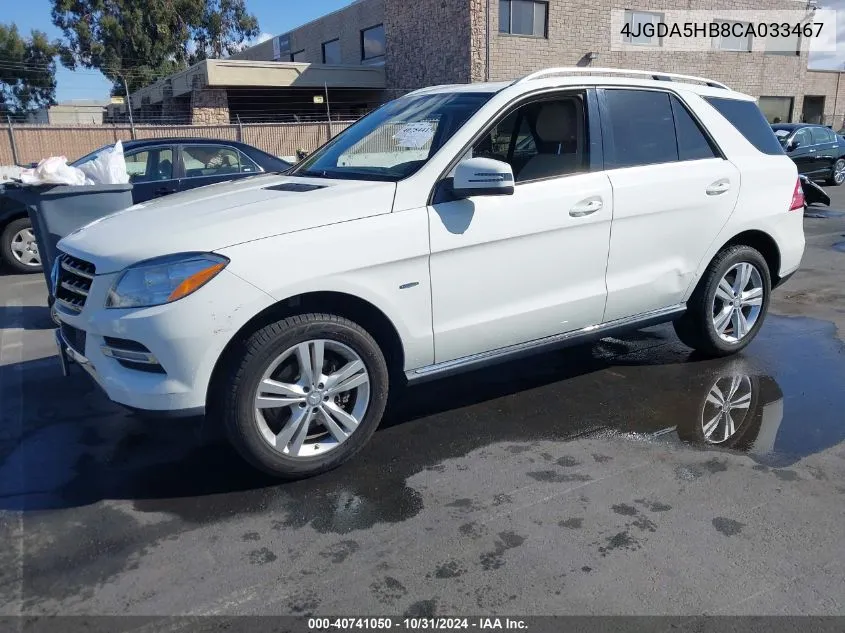 2012 Mercedes-Benz Ml 350 4Matic VIN: 4JGDA5HB8CA033467 Lot: 40741050