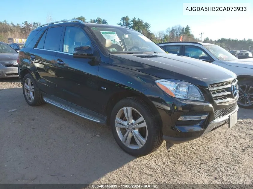 2012 Mercedes-Benz Ml 350 4Matic VIN: 4JGDA5HB2CA073933 Lot: 40746899