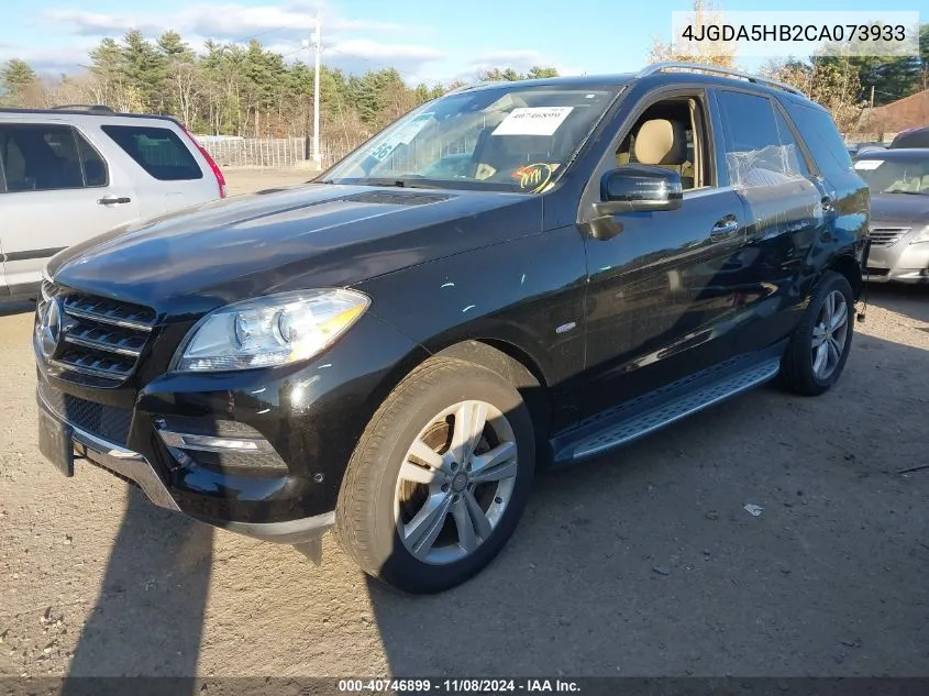 2012 Mercedes-Benz Ml 350 4Matic VIN: 4JGDA5HB2CA073933 Lot: 40746899