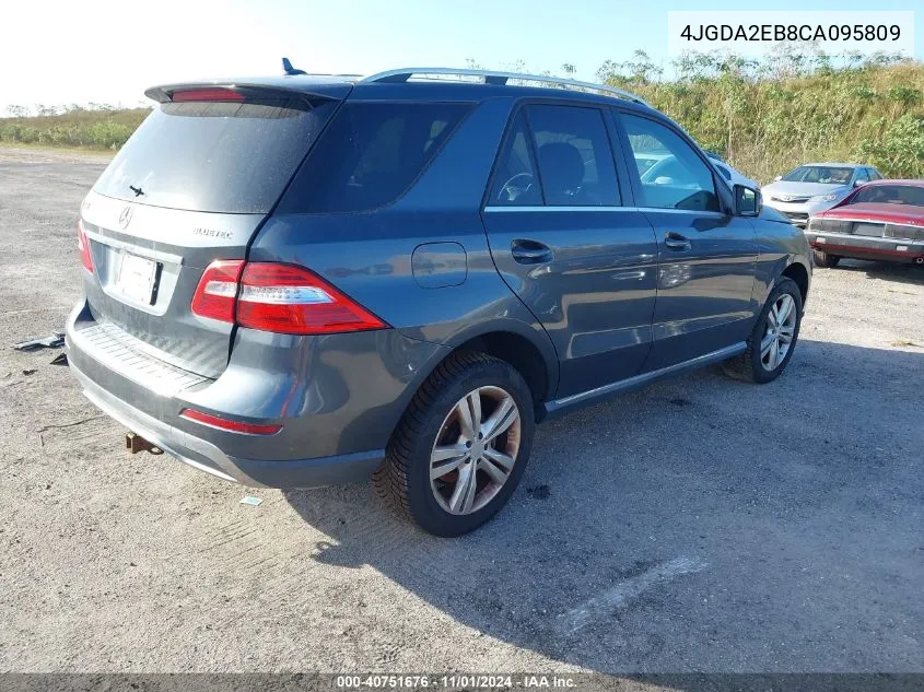 2012 Mercedes-Benz Ml 350 Bluetec 4Matic VIN: 4JGDA2EB8CA095809 Lot: 40751676