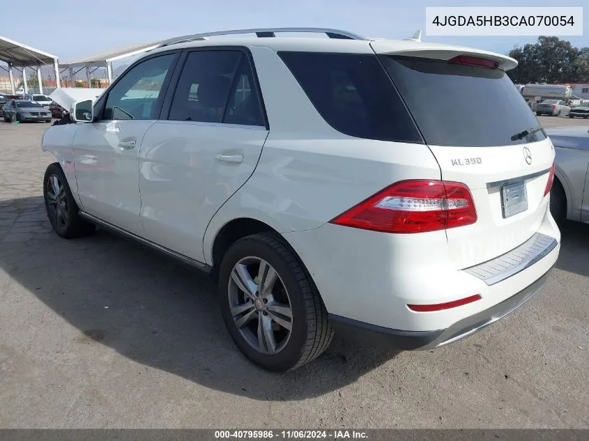 2012 Mercedes-Benz Ml 350 4Matic VIN: 4JGDA5HB3CA070054 Lot: 40795986