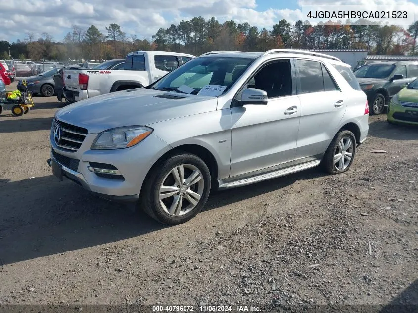 2012 Mercedes-Benz Ml 350 4Matic VIN: 4JGDA5HB9CA021523 Lot: 40796072