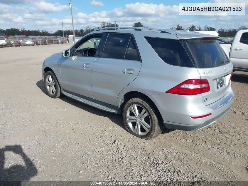 2012 Mercedes-Benz Ml 350 4Matic VIN: 4JGDA5HB9CA021523 Lot: 40796072