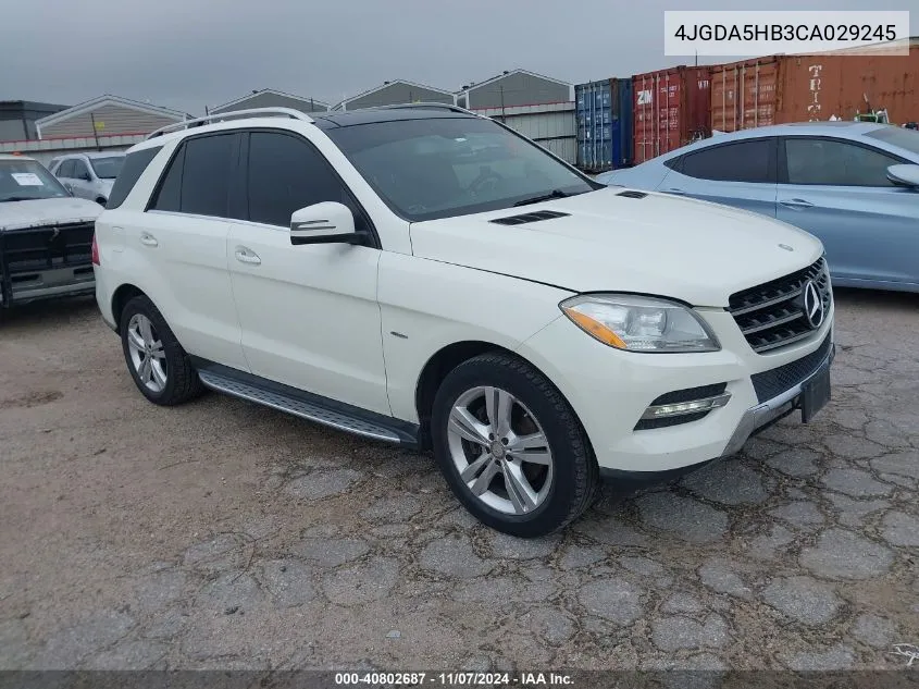 2012 Mercedes-Benz Ml 350 4Matic VIN: 4JGDA5HB3CA029245 Lot: 40802687