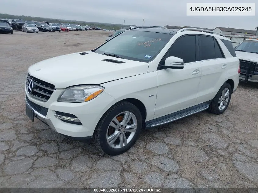 2012 Mercedes-Benz Ml 350 4Matic VIN: 4JGDA5HB3CA029245 Lot: 40802687