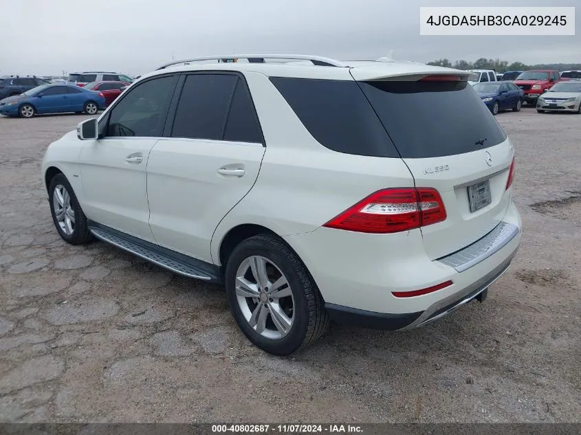 2012 Mercedes-Benz Ml 350 4Matic VIN: 4JGDA5HB3CA029245 Lot: 40802687