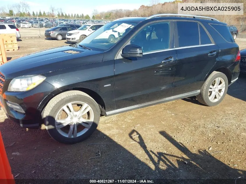 2012 Mercedes-Benz Ml 350 4Matic VIN: 4JGDA5HBXCA025905 Lot: 40821267