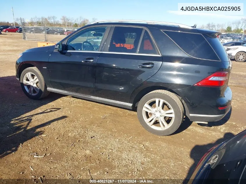 2012 Mercedes-Benz Ml 350 4Matic VIN: 4JGDA5HBXCA025905 Lot: 40821267