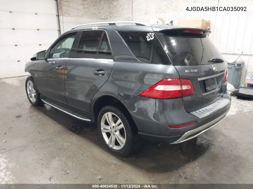 2012 Mercedes-Benz Ml 350 4Matic VIN: 4JGDA5HB1CA035092 Lot: 40824530