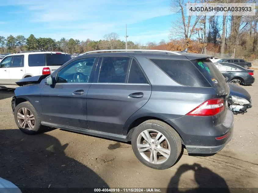 2012 Mercedes-Benz Ml 350 4Matic VIN: 4JGDA5HB0CA033933 Lot: 40840918