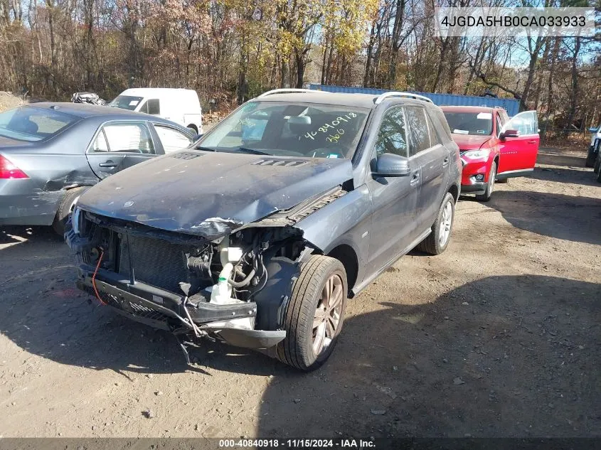 2012 Mercedes-Benz Ml 350 4Matic VIN: 4JGDA5HB0CA033933 Lot: 40840918