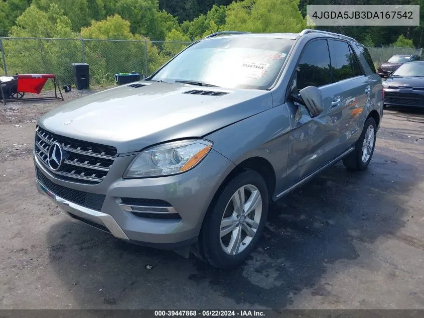 2013 Mercedes-Benz Ml 350 VIN: 4JGDA5JB3DA167542 Lot: 39447868