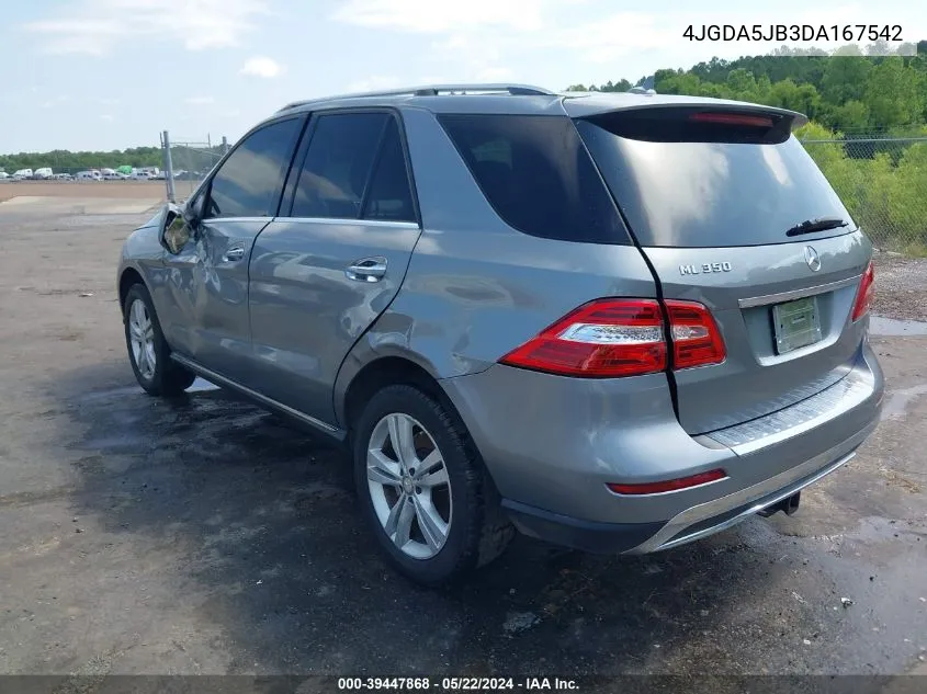 2013 Mercedes-Benz Ml 350 VIN: 4JGDA5JB3DA167542 Lot: 39447868