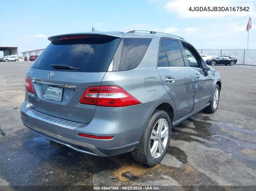 2013 Mercedes-Benz Ml 350 VIN: 4JGDA5JB3DA167542 Lot: 39447868