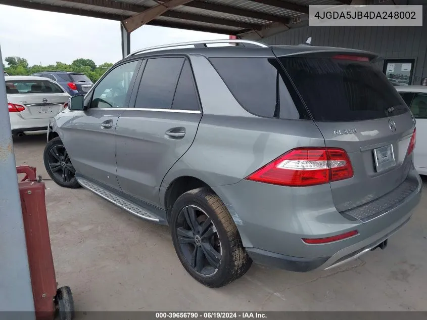 2013 Mercedes-Benz Ml 350 VIN: 4JGDA5JB4DA248002 Lot: 39656790