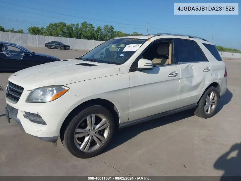 2013 Mercedes-Benz Ml 350 VIN: 4JGDA5JB1DA231528 Lot: 40011081