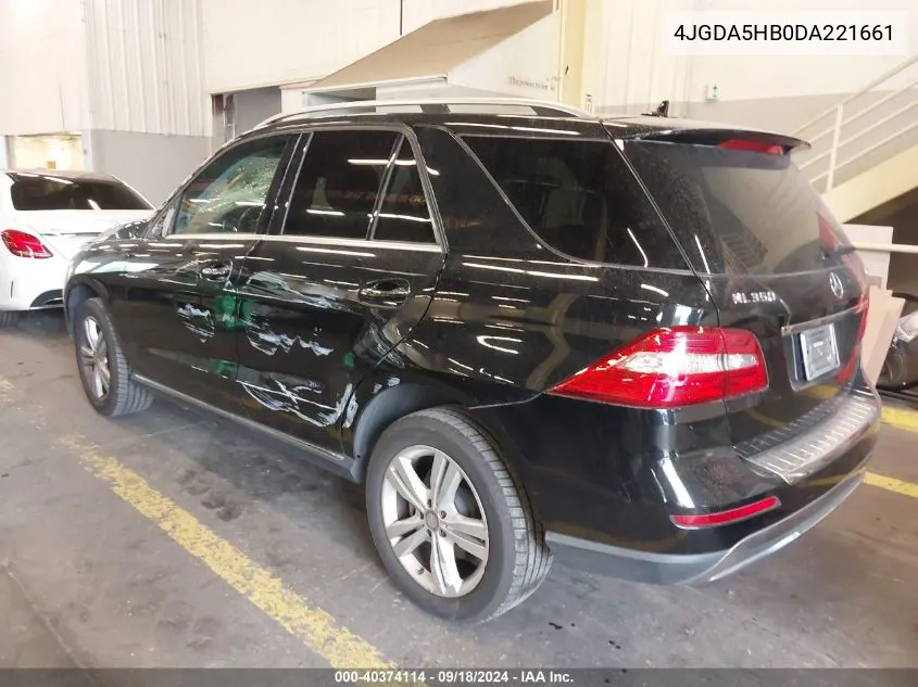 2013 Mercedes-Benz Ml 350 4Matic VIN: 4JGDA5HB0DA221661 Lot: 40374114