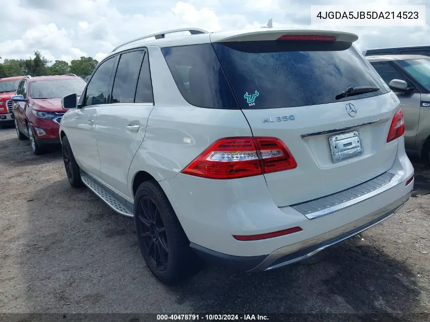 2013 Mercedes-Benz Ml 350 VIN: 4JGDA5JB5DA214523 Lot: 40478791