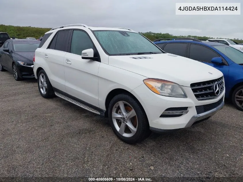 2013 Mercedes-Benz Ml 350 4Matic VIN: 4JGDA5HBXDA114424 Lot: 40505609