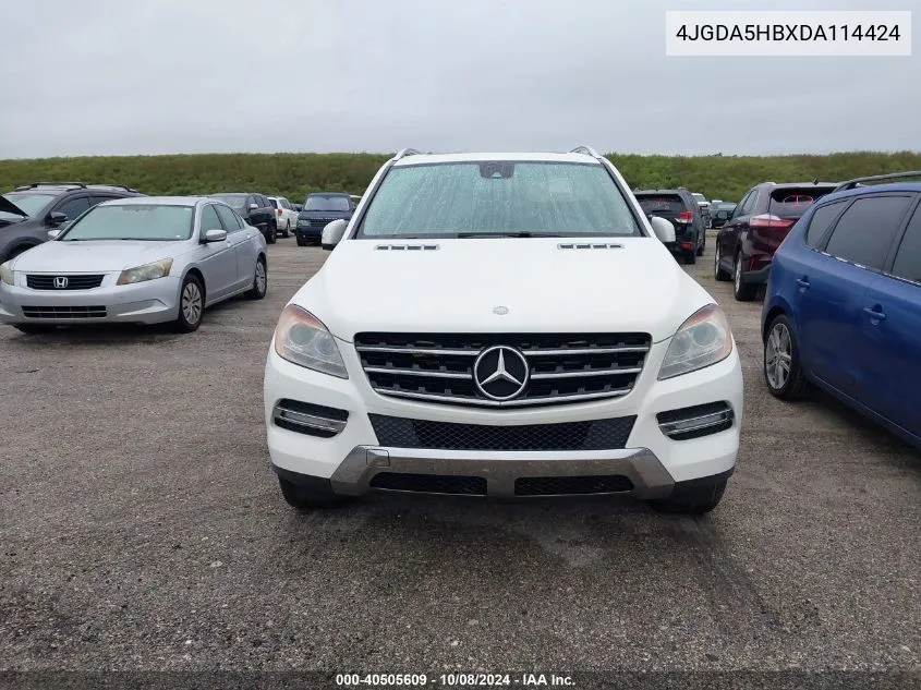 2013 Mercedes-Benz Ml 350 4Matic VIN: 4JGDA5HBXDA114424 Lot: 40505609