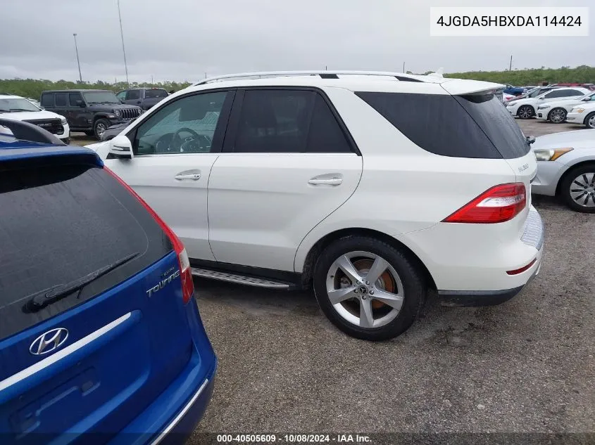 2013 Mercedes-Benz Ml 350 4Matic VIN: 4JGDA5HBXDA114424 Lot: 40505609