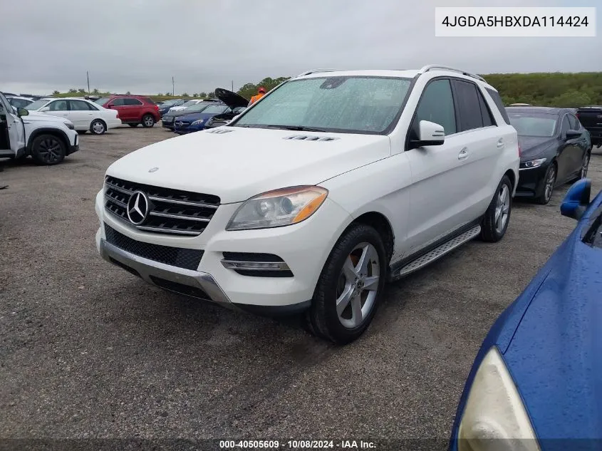 2013 Mercedes-Benz Ml 350 4Matic VIN: 4JGDA5HBXDA114424 Lot: 40505609