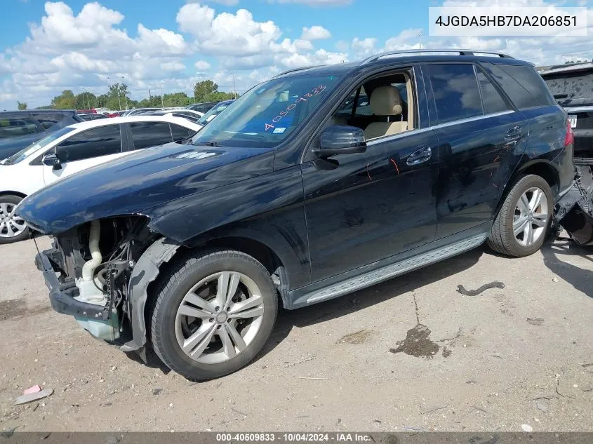 2013 Mercedes-Benz Ml 350 4Matic VIN: 4JGDA5HB7DA206851 Lot: 40509833