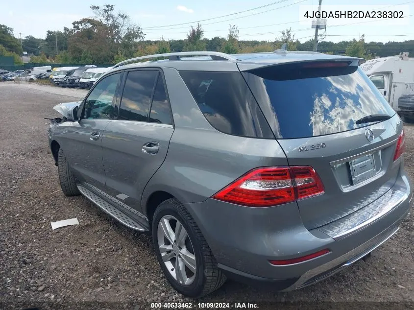 2013 Mercedes-Benz Ml 350 4Matic VIN: 4JGDA5HB2DA238302 Lot: 40533462