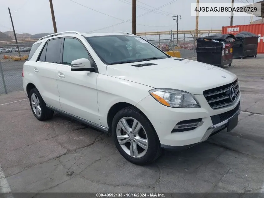 2013 Mercedes-Benz Ml 350 VIN: 4JGDA5JB8DA226729 Lot: 40592133