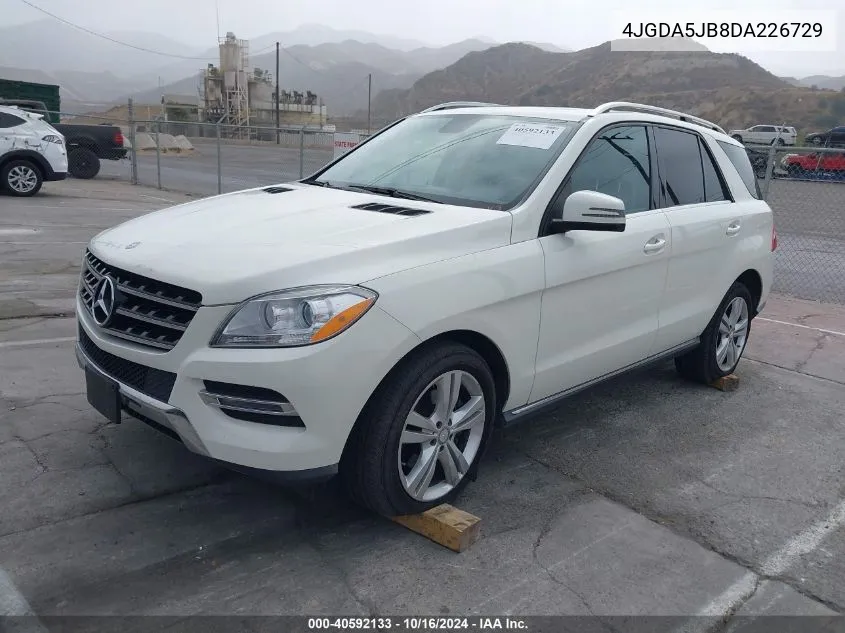 2013 Mercedes-Benz Ml 350 VIN: 4JGDA5JB8DA226729 Lot: 40592133