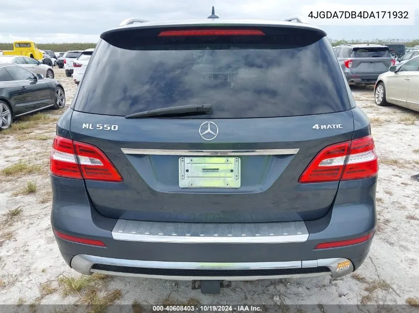 2013 Mercedes-Benz Ml 550 4Matic VIN: 4JGDA7DB4DA171932 Lot: 40608403