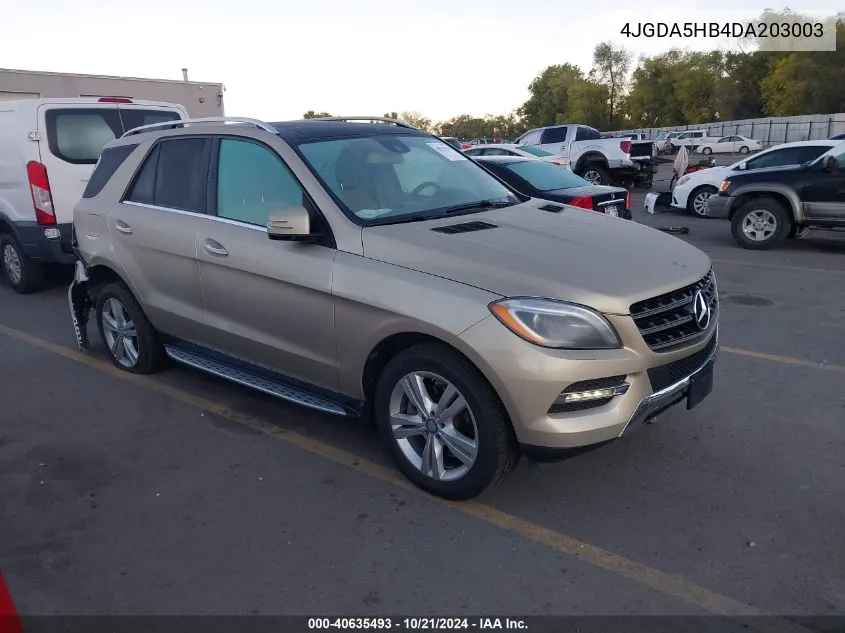 2013 Mercedes-Benz Ml 350 350 4Matic VIN: 4JGDA5HB4DA203003 Lot: 40635493