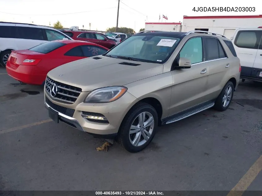 2013 Mercedes-Benz Ml 350 350 4Matic VIN: 4JGDA5HB4DA203003 Lot: 40635493