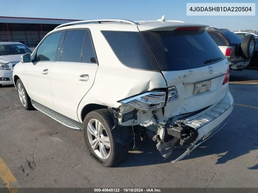 2013 Mercedes-Benz Ml 350 4Matic VIN: 4JGDA5HB1DA220504 Lot: 40645122