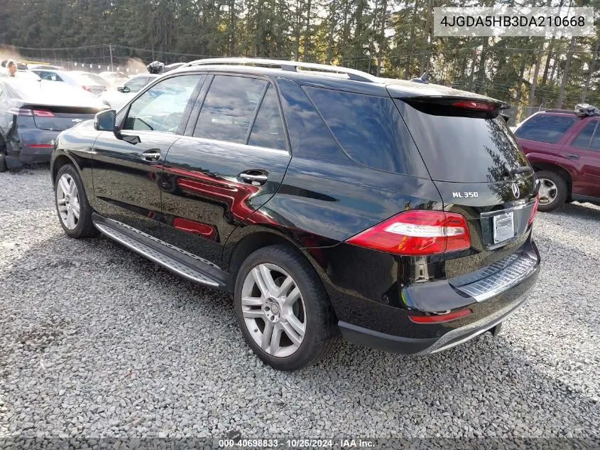 2013 Mercedes-Benz Ml 350 4Matic VIN: 4JGDA5HB3DA210668 Lot: 40698833