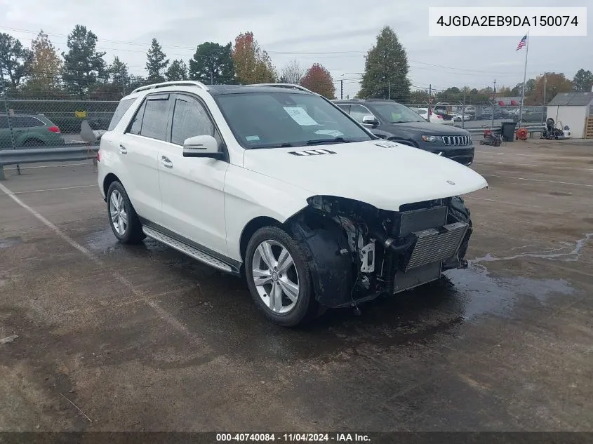 2013 Mercedes-Benz Ml 350 Bluetec 4Matic VIN: 4JGDA2EB9DA150074 Lot: 40740084