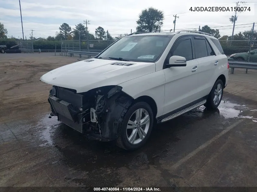 2013 Mercedes-Benz Ml 350 Bluetec 4Matic VIN: 4JGDA2EB9DA150074 Lot: 40740084