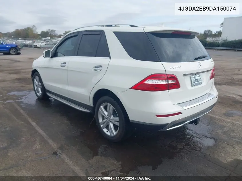 2013 Mercedes-Benz Ml 350 Bluetec 4Matic VIN: 4JGDA2EB9DA150074 Lot: 40740084