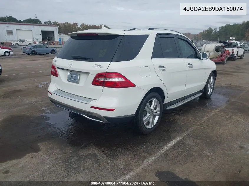 2013 Mercedes-Benz Ml 350 Bluetec 4Matic VIN: 4JGDA2EB9DA150074 Lot: 40740084