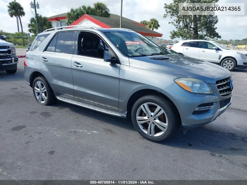 2013 Mercedes-Benz Ml 350 VIN: 4JGDA5JB2DA214365 Lot: 40756914