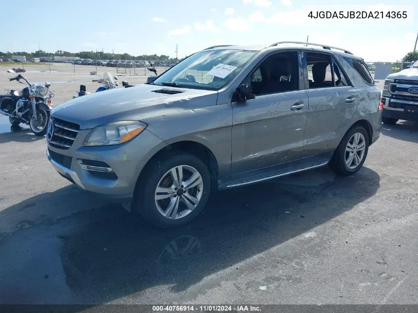 2013 Mercedes-Benz Ml 350 VIN: 4JGDA5JB2DA214365 Lot: 40756914