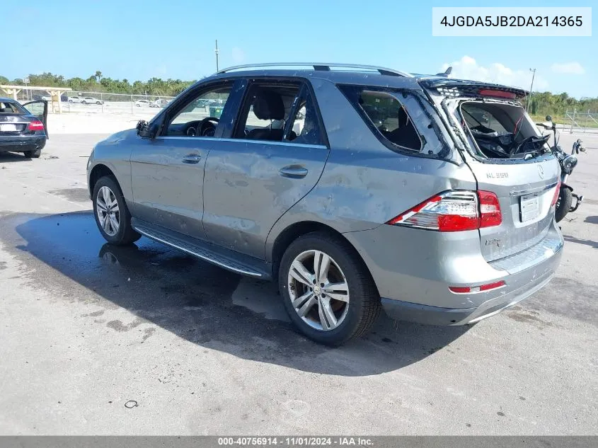 2013 Mercedes-Benz Ml 350 VIN: 4JGDA5JB2DA214365 Lot: 40756914