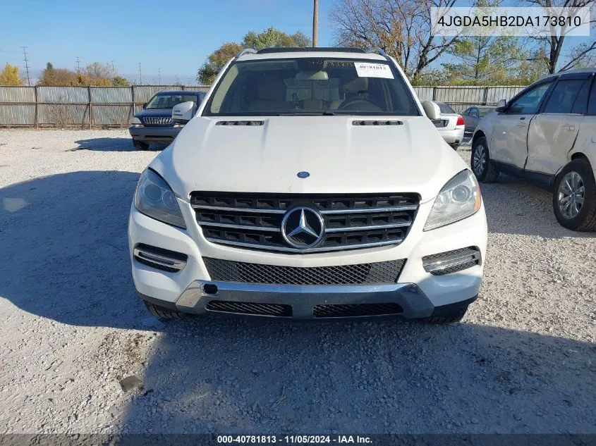 2013 Mercedes-Benz Ml 350 4Matic VIN: 4JGDA5HB2DA173810 Lot: 40781813