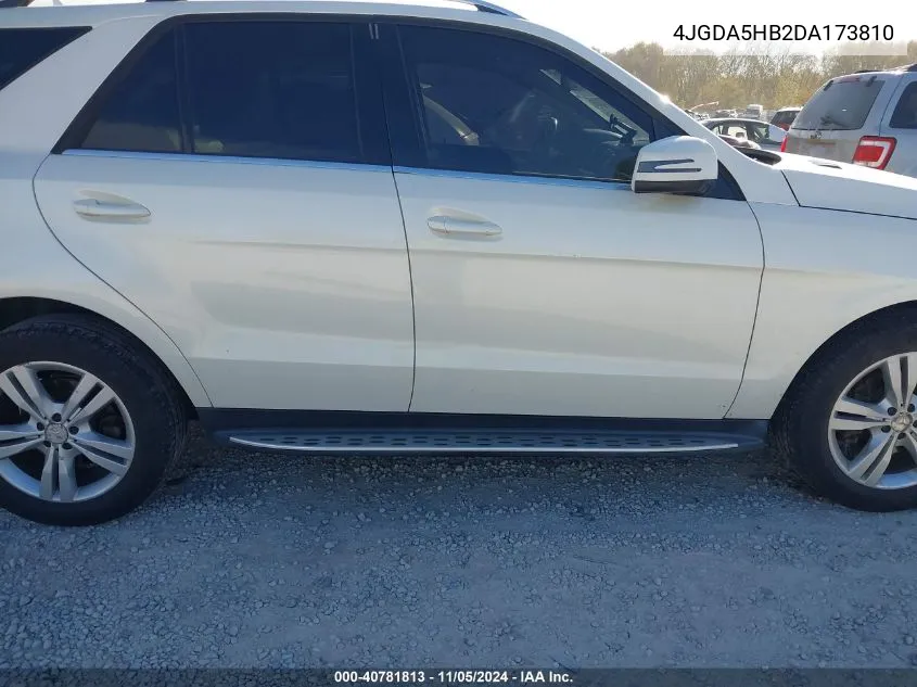 2013 Mercedes-Benz Ml 350 4Matic VIN: 4JGDA5HB2DA173810 Lot: 40781813