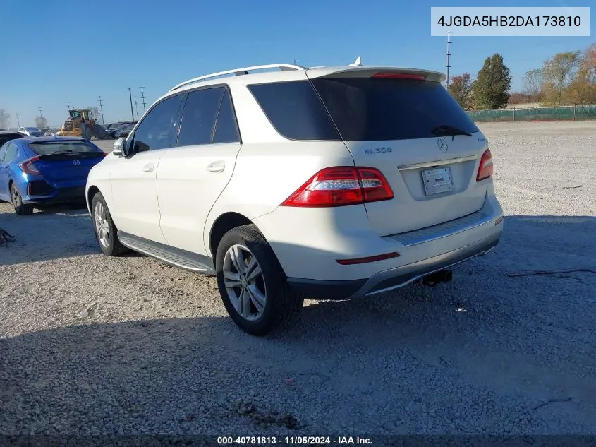 2013 Mercedes-Benz Ml 350 4Matic VIN: 4JGDA5HB2DA173810 Lot: 40781813